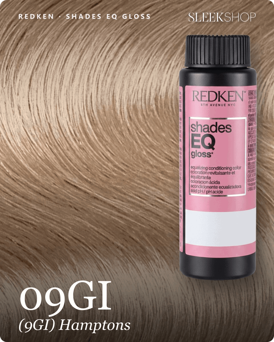 redken shades eq gloss 09gi 9gi hamptons hair color -- shade swatch with product packaging redken shades eq gloss 09gi 9gi hamptons hair color -- shade swatch with product packaging