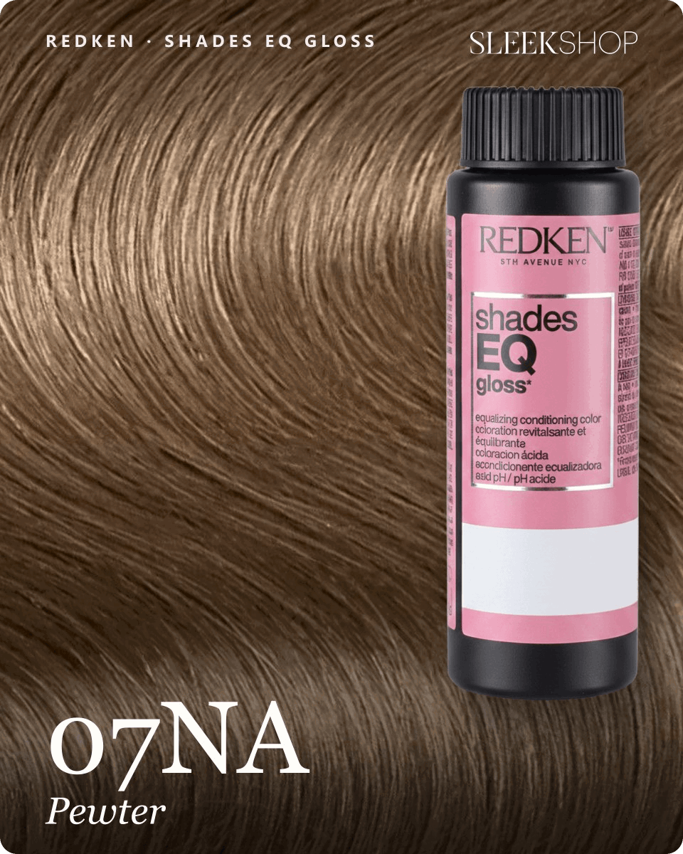 redken shades eq gloss 07na pewter hair color -- shade swatch with product packaging