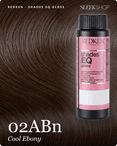 redken shades eq gloss 02abn cool ebony hair color -- shade swatch with product packaging redken shades eq gloss 02abn cool ebony hair color -- shade swatch with product packaging