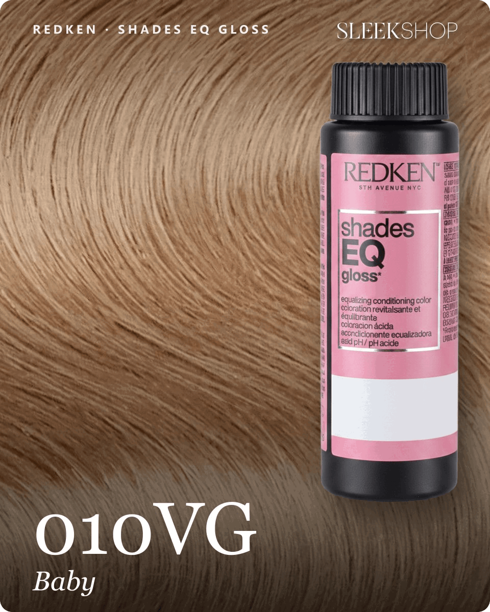 redken shades eq gloss 010vg baby hair color -- shade swatch with product packaging redken shades eq gloss 010vg baby hair color -- shade swatch with product packaging