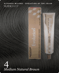alfaparf milano evolution of the color 4 medium natural brown hair color -- shade swatch with product packaging