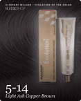 alfaparf milano evolution of the color 5.14 light ash copper brown hair color -- shade swatch with product packaging