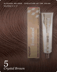 alfaparf milano evolution of the color 5 crystal brown hair color -- shade swatch with product packaging