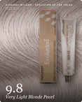 alfaparf milano evolution of the color 9.8 very light blonde pearl hair color -- shade swatch with product packaging