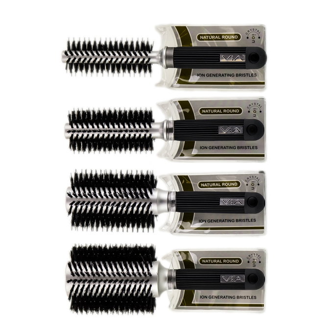 Via Crystal Ion Natural Boar Round Hair Brush-image1