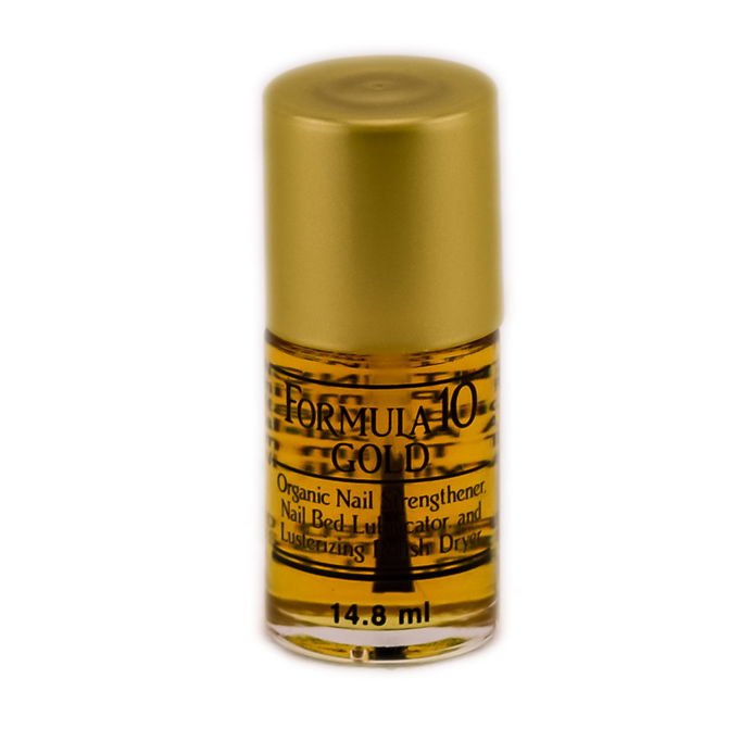 Formula 10 Gold Organic Nail Strengthener - For Nail Bed Lubricator and Polish Dryer