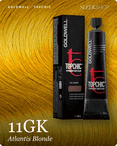 goldwell topchic 11gk atlantis blonde hair color -- shade swatch with product packaging