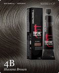 goldwell topchic 4b havana brown hair color -- shade swatch with product packaging goldwell topchic 4b havana brown hair color -- shade swatch with product packaging