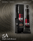 goldwell topchic 5a light ash brown hair color -- shade swatch with product packaging