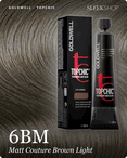 goldwell topchic 6bm matt couture brown light hair color -- shade swatch with product packaging goldwell topchic 6bm matt couture brown light hair color -- shade swatch with product packaging