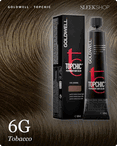 goldwell topchic 6g tobacco hair color -- shade swatch with product packaging