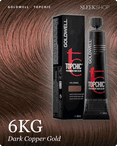 goldwell topchic 6kg dark copper gold hair color -- shade swatch with product packaging