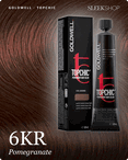 goldwell topchic 6kr pomegranate hair color -- shade swatch with product packaging goldwell topchic 6kr pomegranate hair color -- shade swatch with product packaging