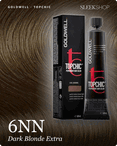 goldwell topchic 6nn dark blonde extra hair color -- shade swatch with product packaging goldwell topchic 6nn dark blonde extra hair color -- shade swatch with product packaging