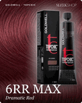 goldwell topchic 6rr max dramatic red hair color -- shade swatch with product packaging
