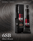 goldwell topchic 6sb silver brown hair color -- shade swatch with product packaging