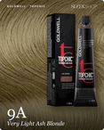 goldwell topchic 9a very light ash blonde hair color -- shade swatch with product packaging goldwell topchic 9a very light ash blonde hair color -- shade swatch with product packaging
