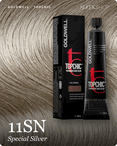 goldwell topchic 11sn special silver hair color -- shade swatch with product packaging