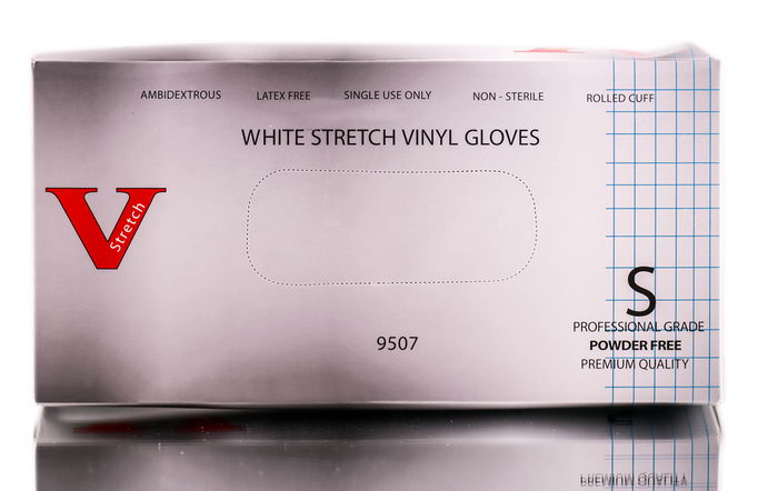V Stretch White Vinyl Gloves