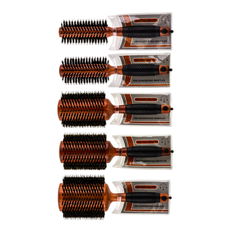 Via Crystal Ion Round Wood Boar Brushes, Rosewood Finish