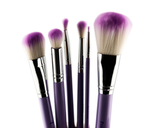 Crown Brush Purple 7pc HD w/ Mirror and Tweezer