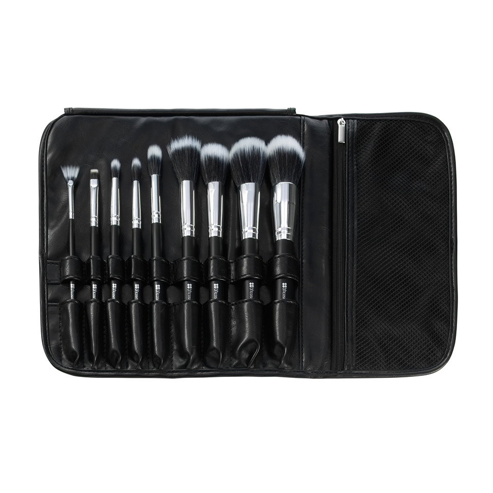 BH Cosmetics Dual Fiber 9 Piece Brush Set with Black Brush Roll-image1