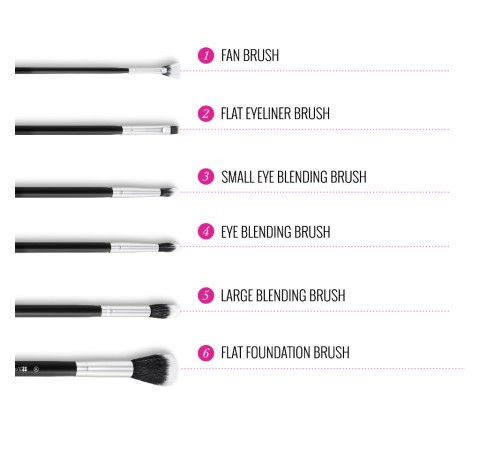BH Cosmetics Dual Fiber 9 Piece Brush Set with Black Brush Roll