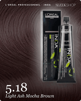 5.18 Light Ash Mocha Brown, L'oreal Pro INOA Coloration Ammonia