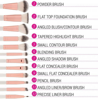 12 Piece, BH Cosmetics Rose Romance Brush Set | SleekShop