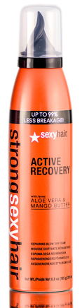 Strong Sexy Hair ACTIVE RECOVERY Repairing Blow Dry Foam, UP TO 99% LESS BREAKAGE! with Aloe Vera & Mango Butter