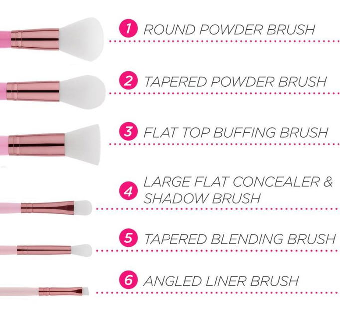 BH Cosmetics Mini Pink Perfection 6 Piece Brush Set