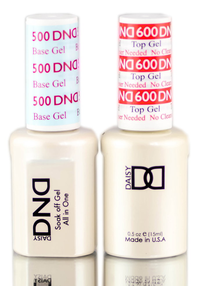 Daisy DND 500 Base Gel & 600 Top Gel (NO CLEANSER NEEDED) DUO SET, Soak off Gel All In One Base & Top Coat KIT for Nails-image1