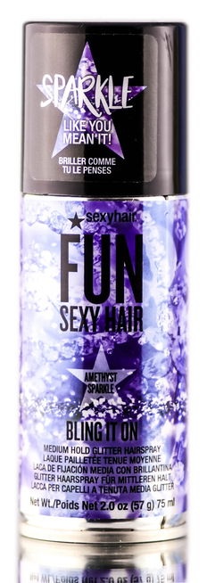 Sexy Hair Fun Sexy Hair Bling It On Medium Hold Glitter Hairspray Amethyst Sparkle