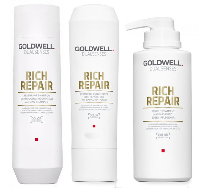 Goldwell Kit -Dualsenses Rich Repair Restoring Shampoo & Conditioner & 60 Sec Treatment