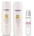 Goldwell Kit -Dualsenses Rich Repair Restoring Shampoo & Conditioner & 6 Effect Serum