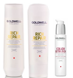 Goldwell Kit -Dualsenses Rich Repair Restoring Shampoo & Conditioner & 6 Effect Serum-image1