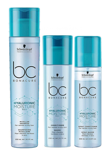 Schwarzkopf BC Bonacure Moisture Kick Shampoo, Conditioner, and Spray Conditioner