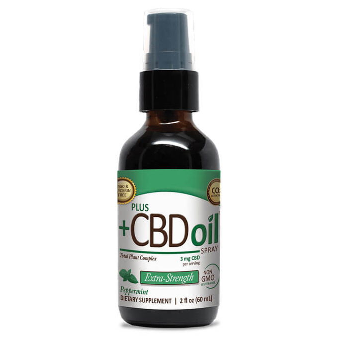 Plus +CBD Oil Extra Strength Peppermint Hemp Spray (3mg CBD)