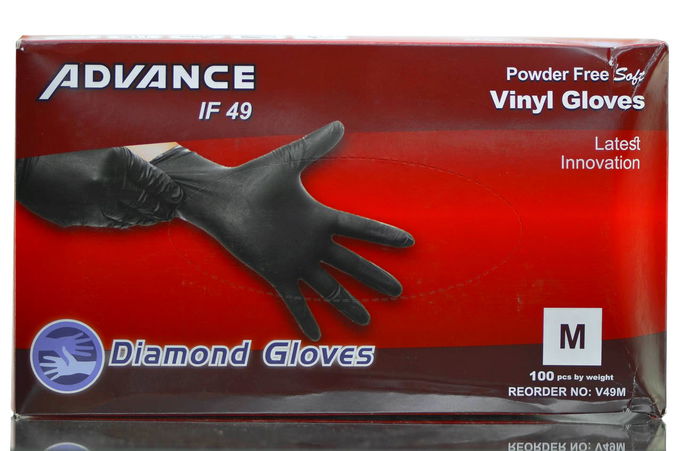 Diamond Advance Black Vinyl Powder-Free Gloves (100 pc)