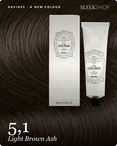 davines a new colour 5,1 light brown ash hair color -- shade swatch with product packaging