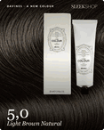 davines a new colour 5,0 light brown natural hair color -- shade swatch with product packaging