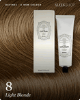davines a new colour 8 light blonde hair color -- shade swatch with product packaging
