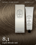 davines a new colour 8,1 light blonde ash hair color -- shade swatch with product packaging