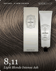 davines a new colour 8,11 light blonde intense ash hair color -- shade swatch with product packaging