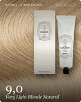 davines a new colour 9,0 very light blonde natural hair color -- shade swatch with product packaging davines a new colour 9,0 very light blonde natural hair color -- shade swatch with product packaging