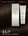davines a new colour 44,0 intense brown natural hair color -- shade swatch with product packaging