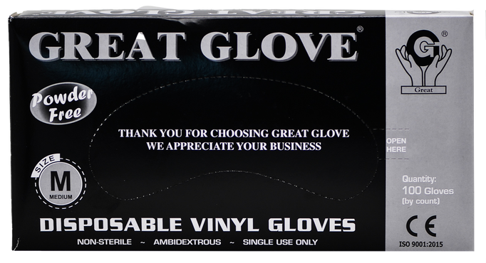 Great Gloves Powder Free Disposable Black Vinyl Gloves Great Gloves Powder Free Disposable Black Vinyl Gloves