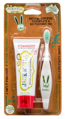 Jack N' Jill Natural Certified Toothpaste & Kid's Bio Toothbrush Duo