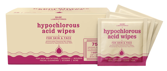 Base Laboratories Hypochlorous Acid Wipes for Skin & Face