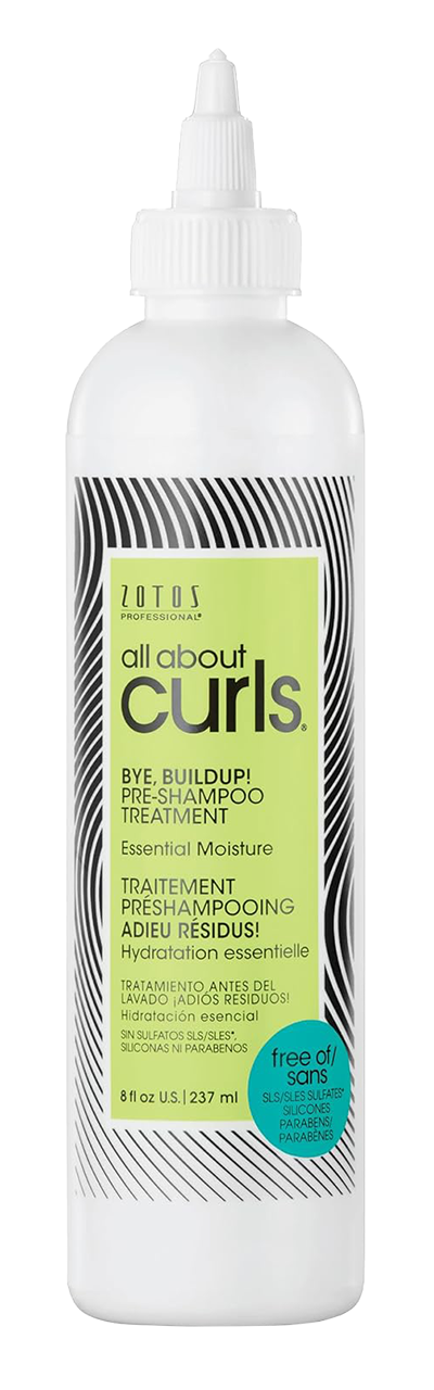 zotos all about curls pre treatment shampoo, treatment for product build up on scalp. cleans scalp